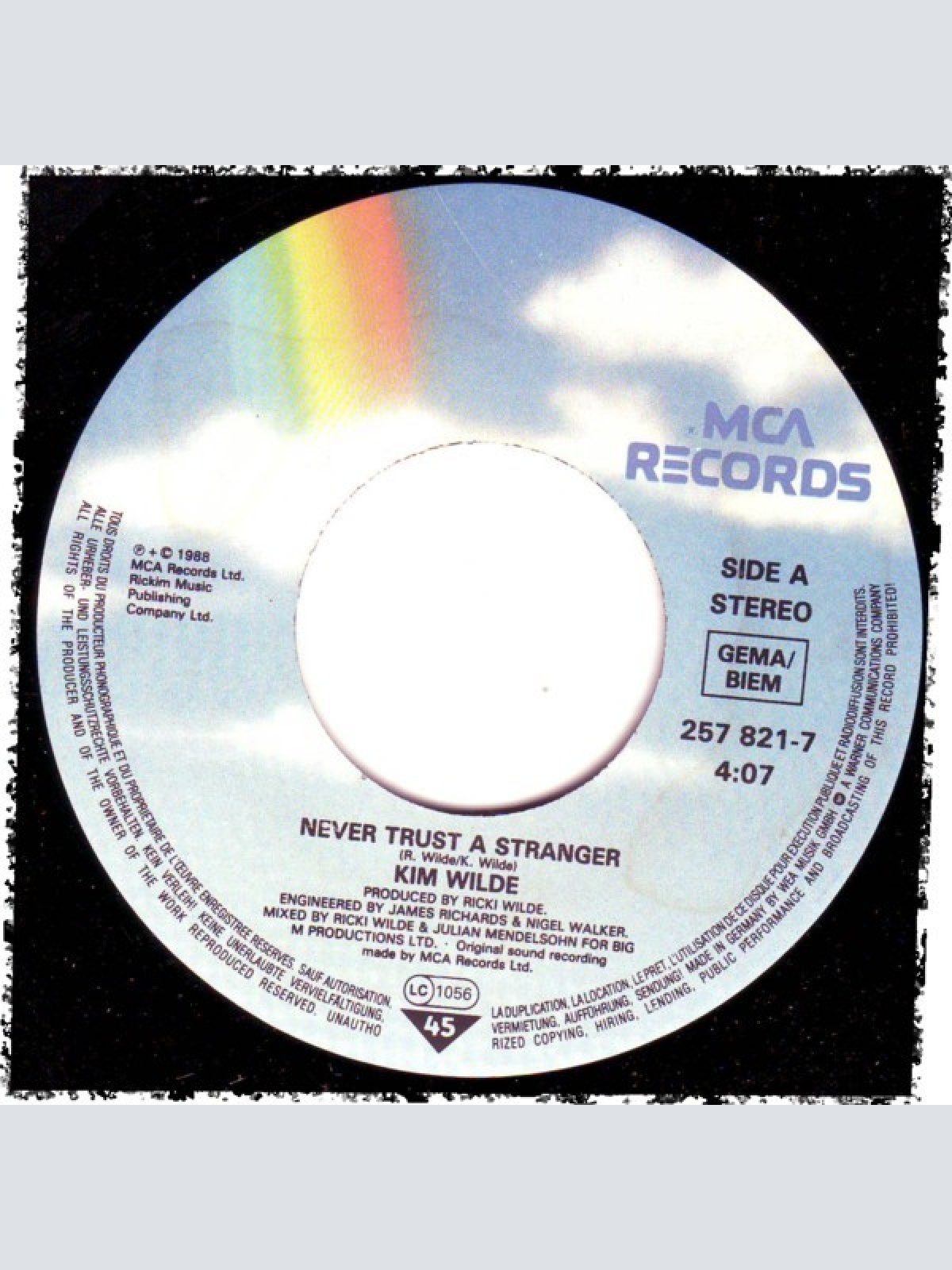 Vinyl / Kim Wilde - Never Trust A Stranger