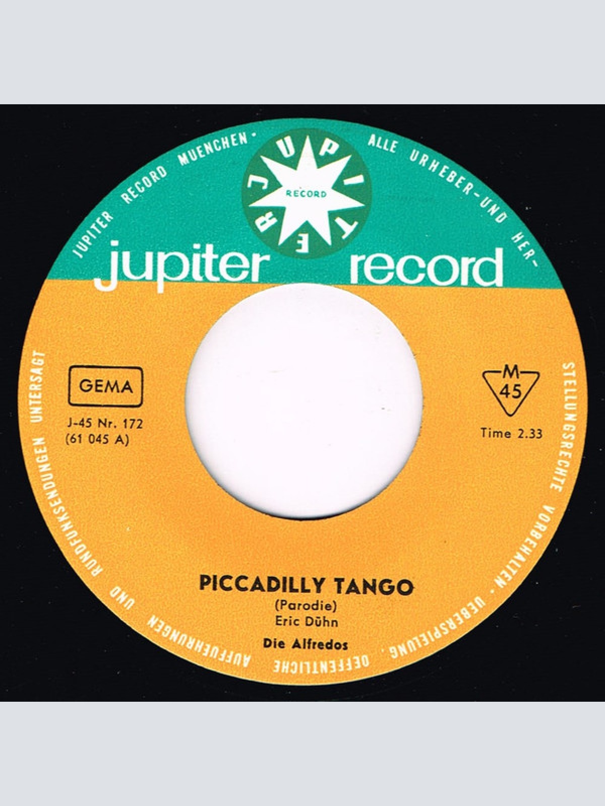 Vinyl / Die Alfredos - Piccadilly Tango / Zuckerbussi