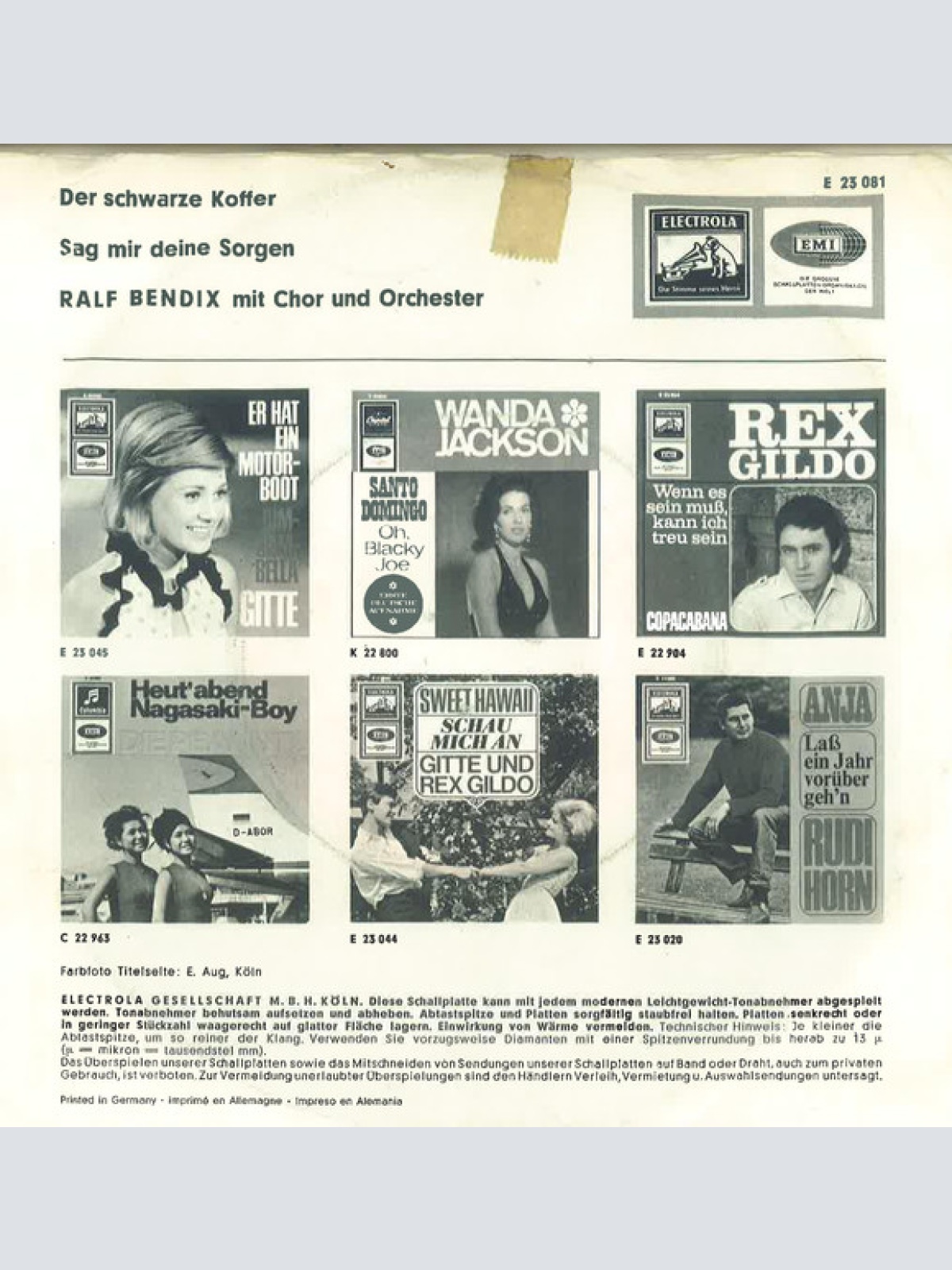 Vinyl / Ralf Bendix - Der Schwarze Koffer