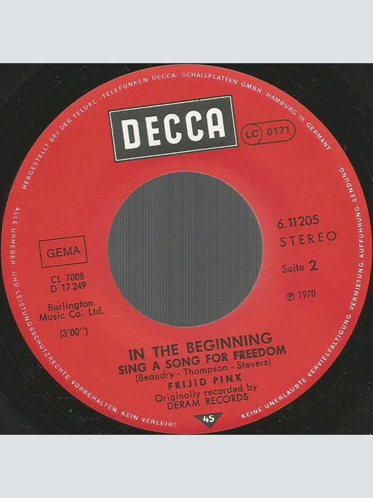 Vinyl / Frijid Pink - House Of The Rising Sun / Sing A Song For Freedom