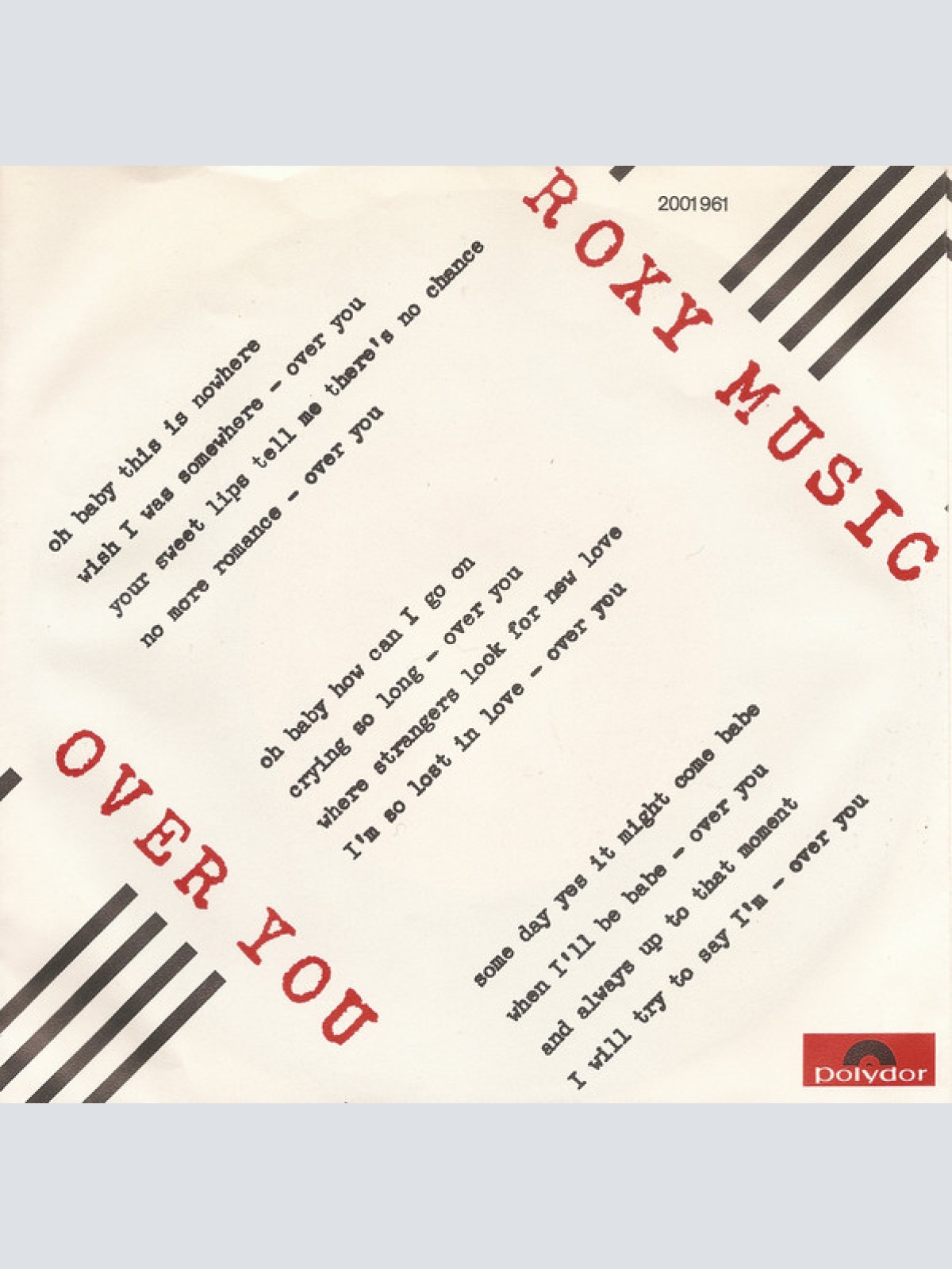 Vinyl / Roxy Music - Over You