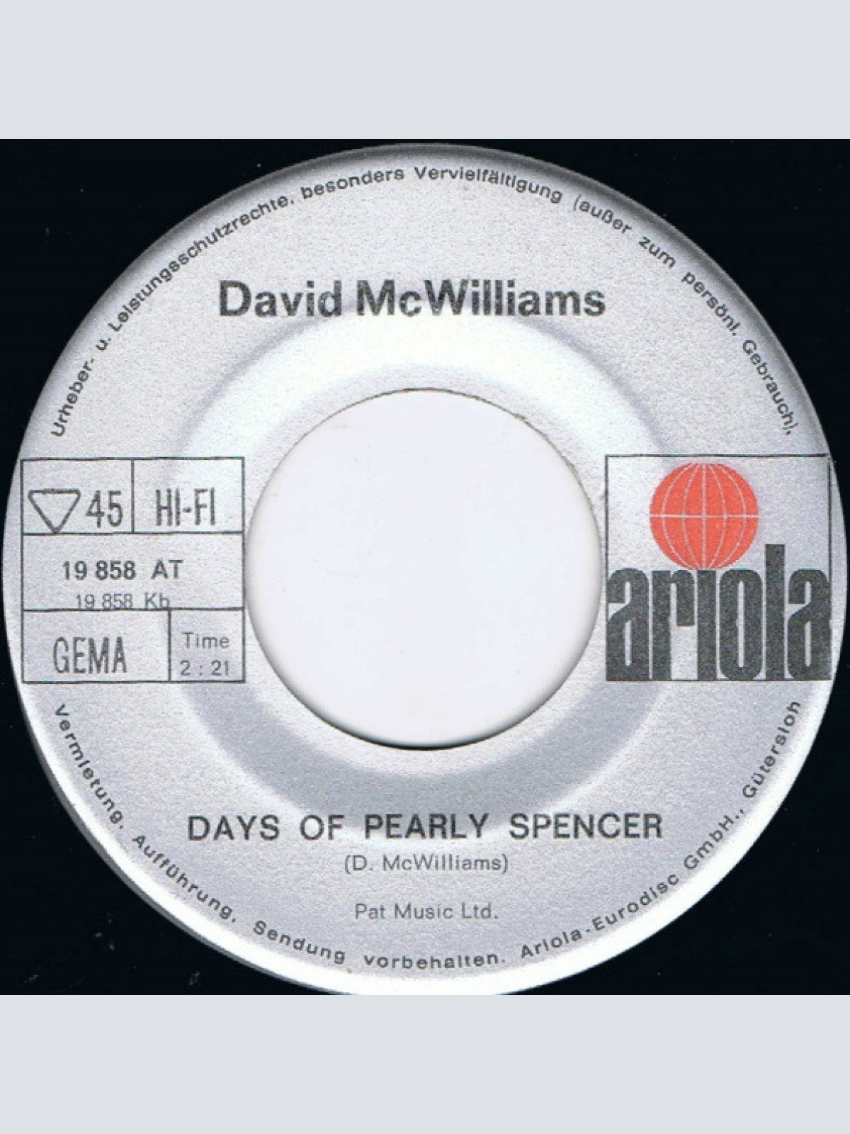 Vinyl / David McWilliams - Harlem Lady