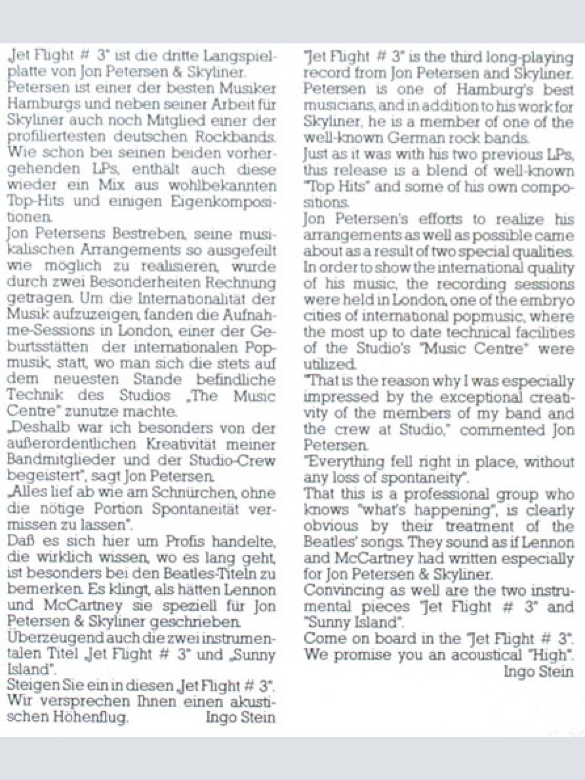 Vinyl / Jon Petersen & Skyliner - Jet Flight #3