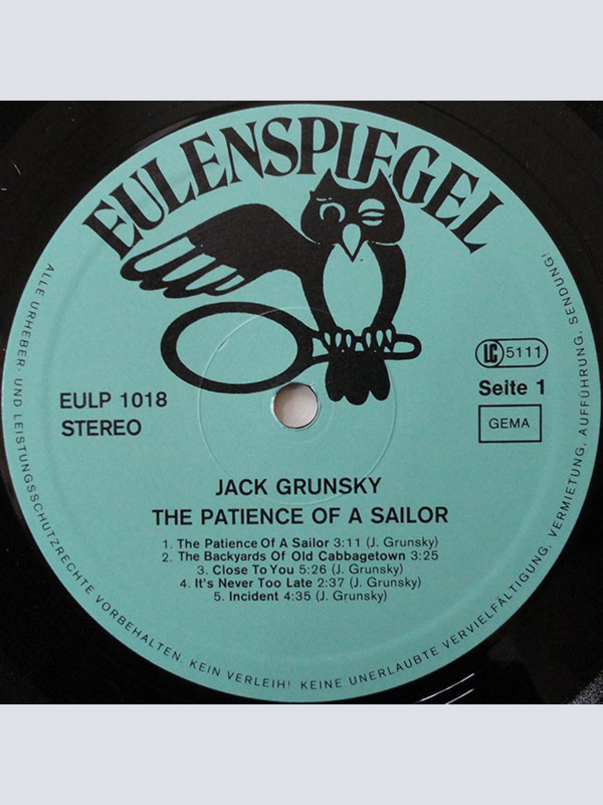 Vinyl / Jack Grunsky - The Patience Of A Sailor
