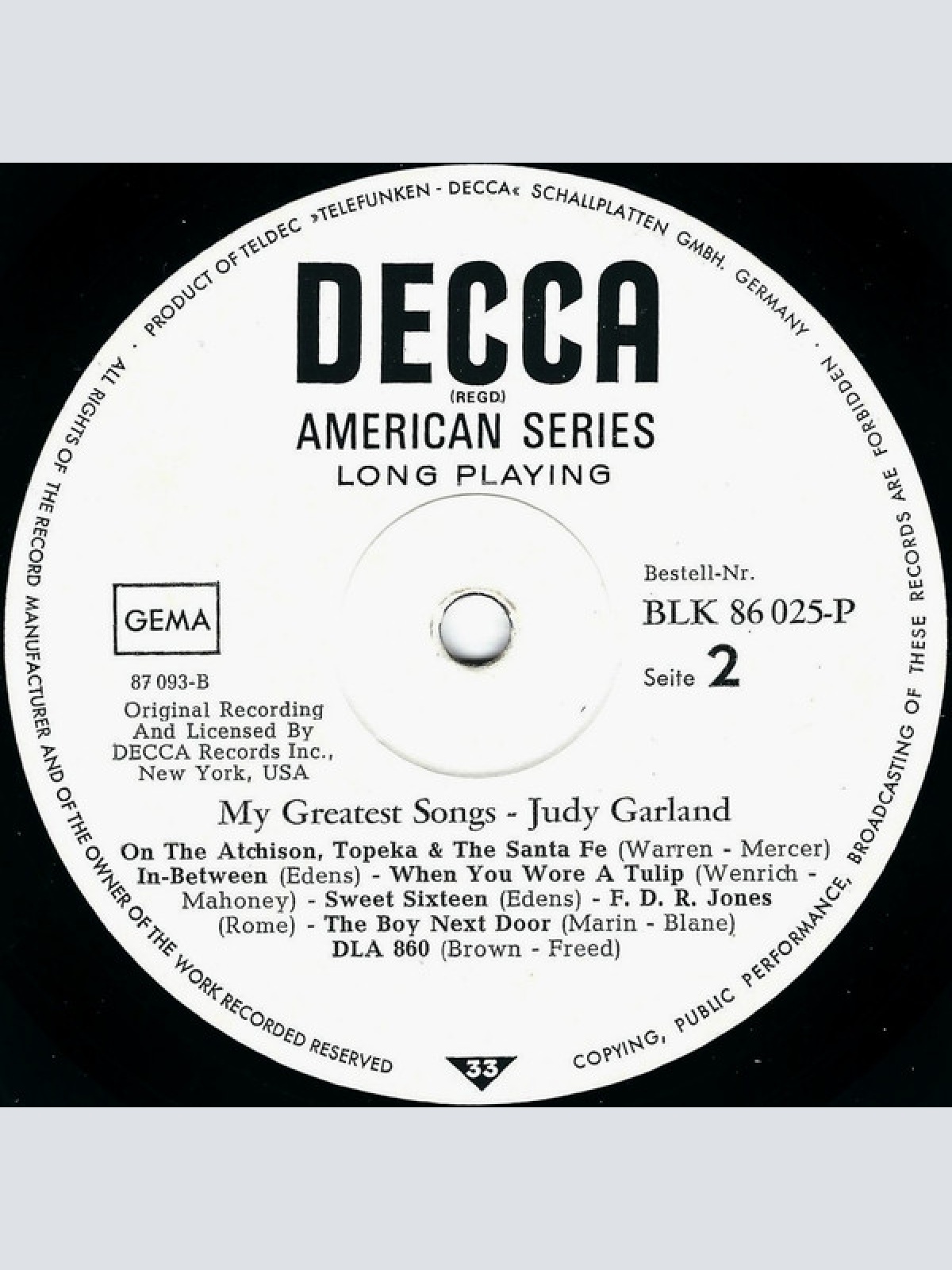 Vinyl / Judy Garland - My Greatest Songs