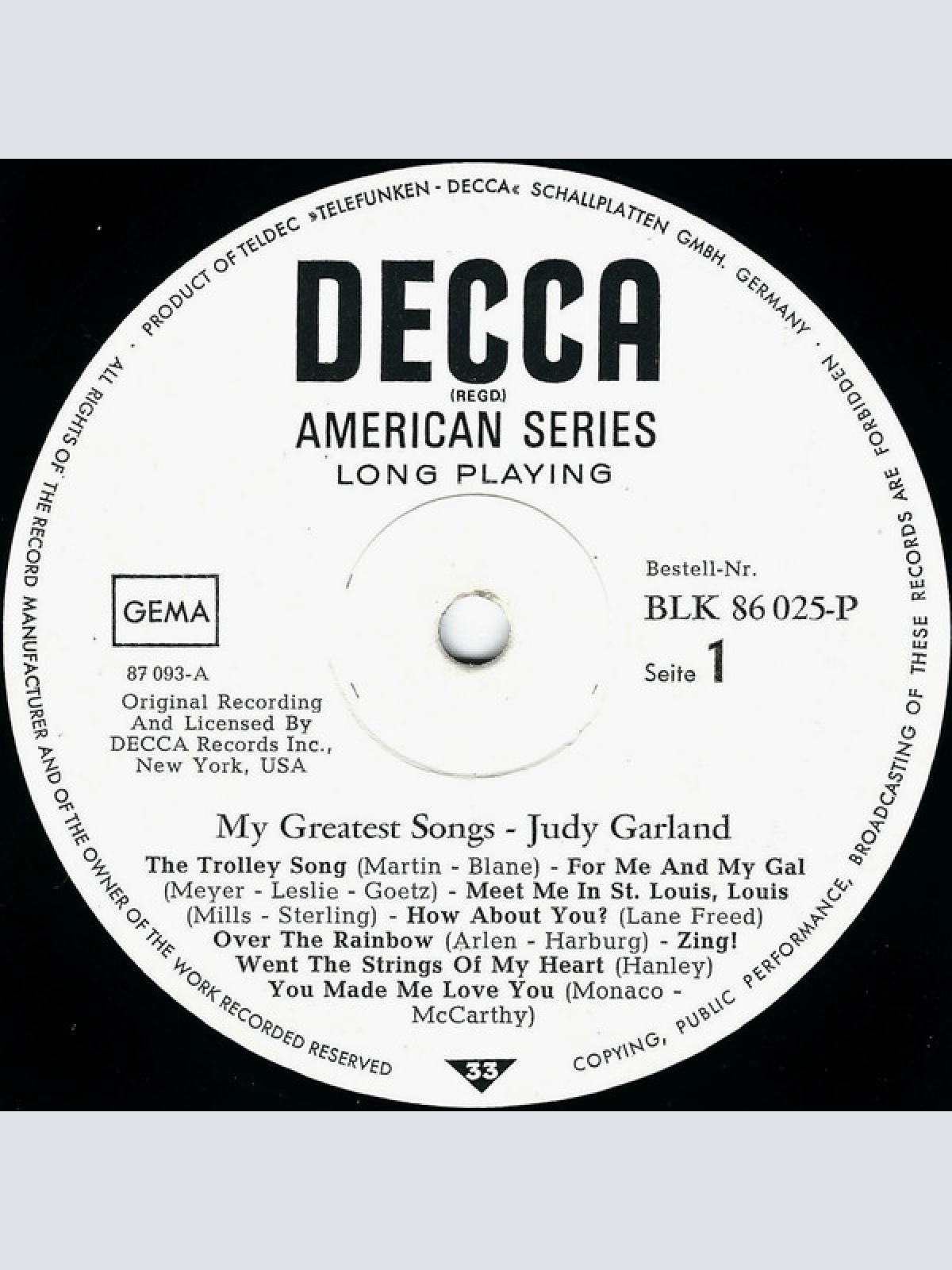 Vinyl / Judy Garland - My Greatest Songs