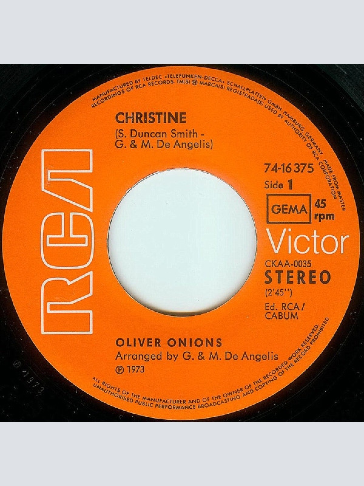 Vinyl / Oliver Onions - Christine