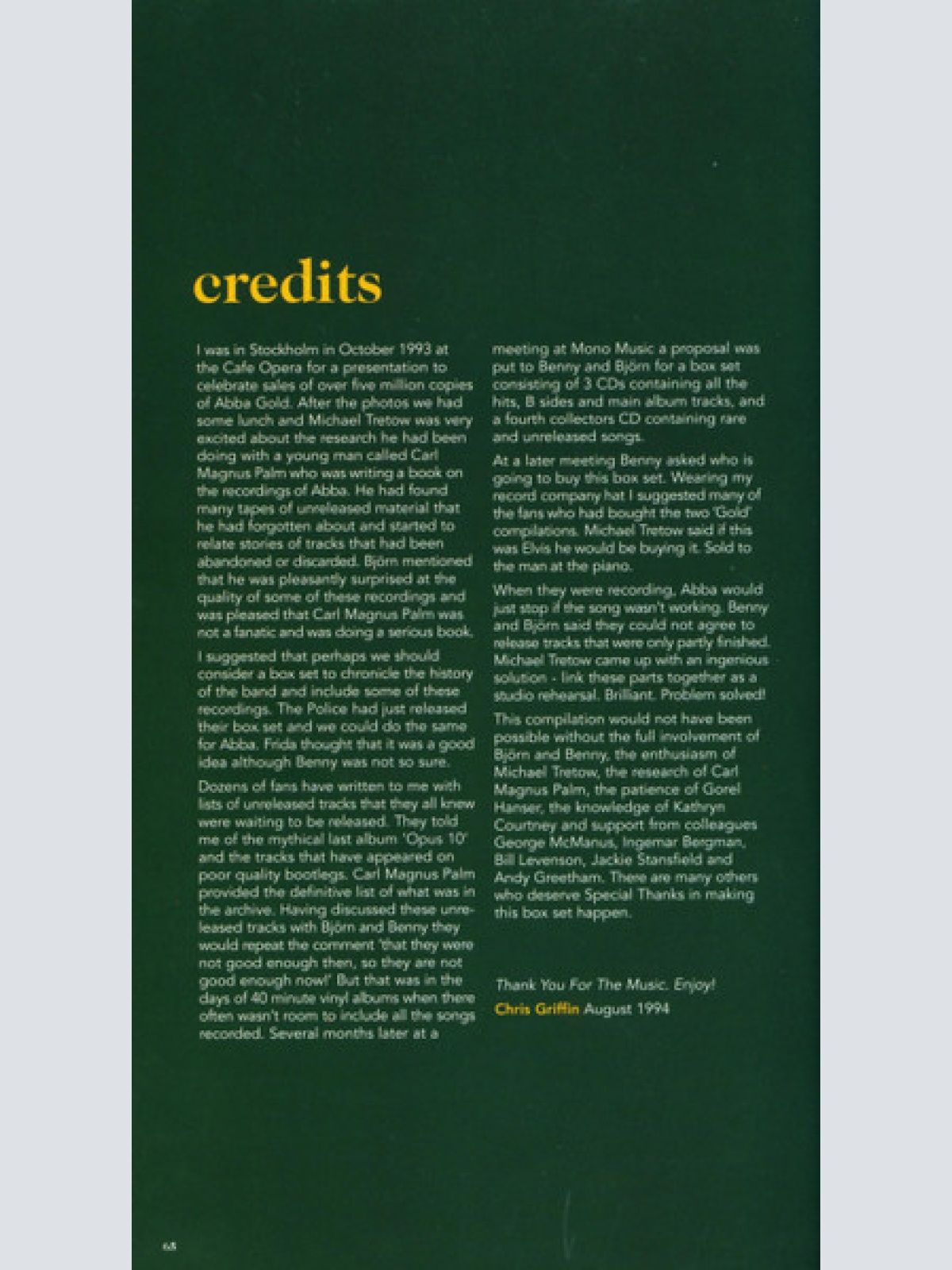 CD / ABBA - Thank You For The Music