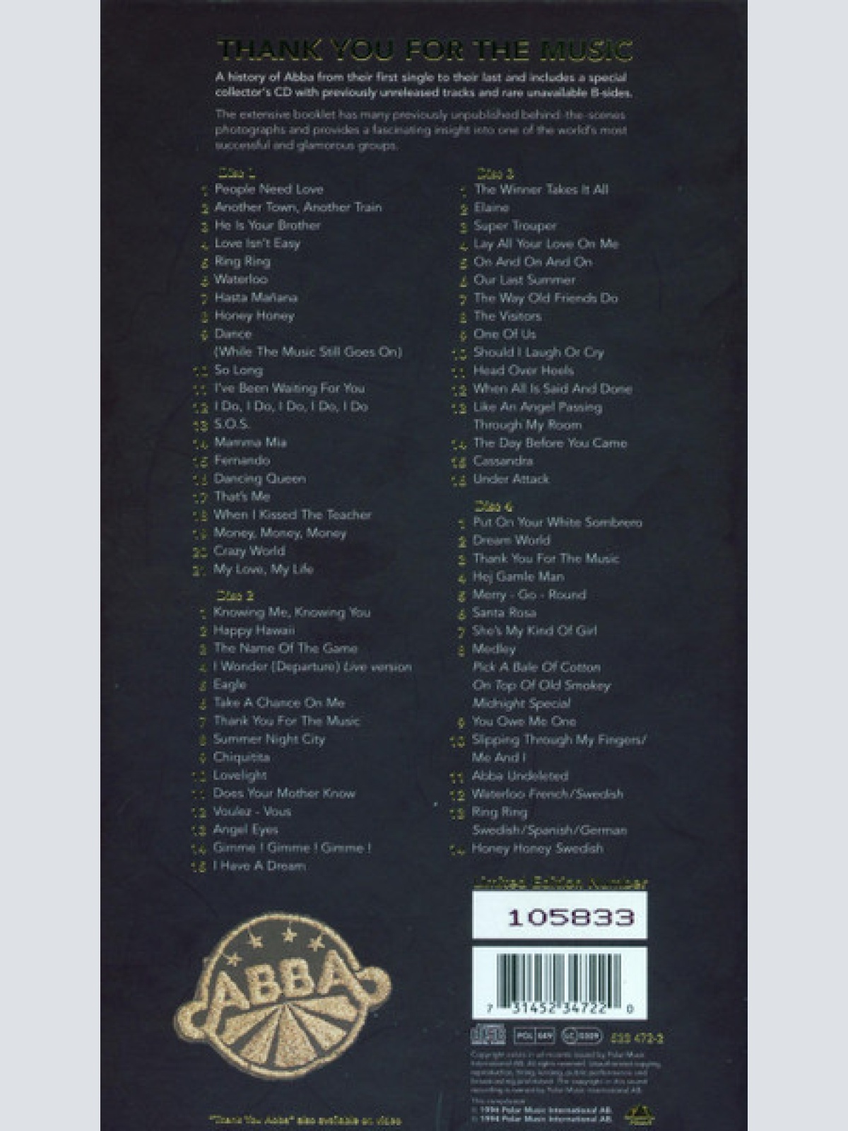 CD / ABBA - Thank You For The Music