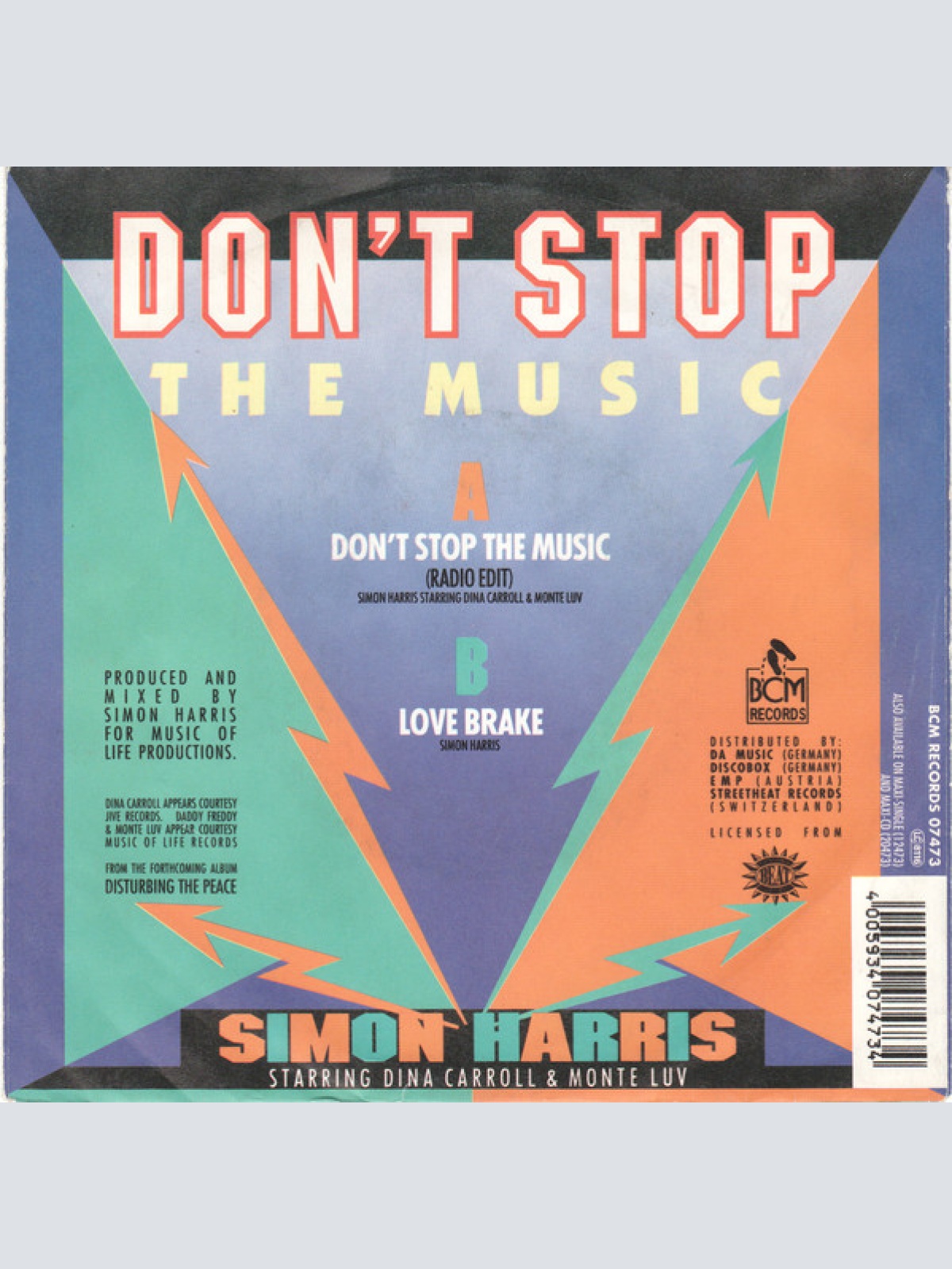 Vinyl / Simon Harris Starring Dina Carroll & Monte Luv - Don't Stop The Music