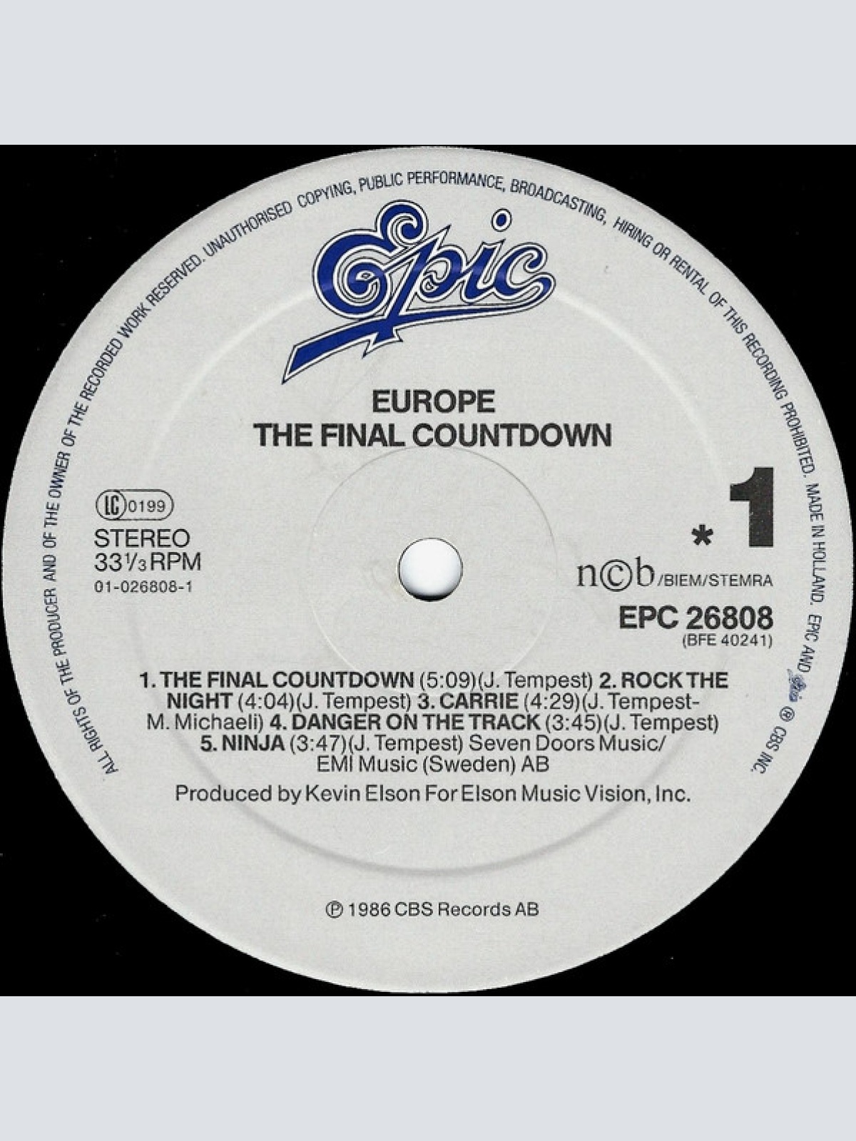 Vinyl / Europe (2) - The Final Countdown