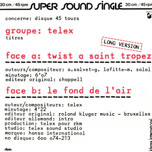 Vinyl / Telex - Twist A Saint Tropez (Long Version)