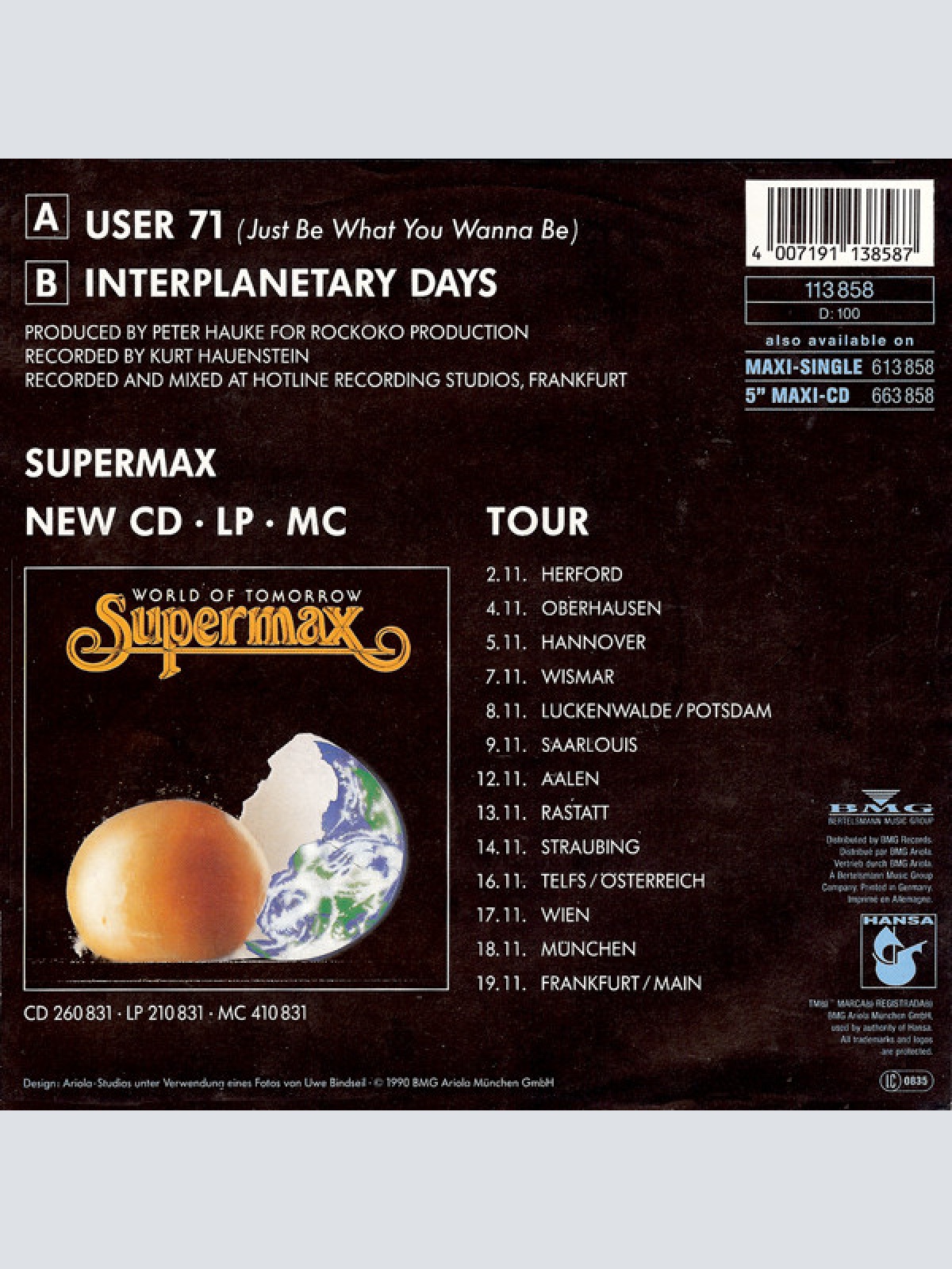 Vinyl / Supermax Featuring José Feliciano - User 71 (Just Be What You Wanna Be)
