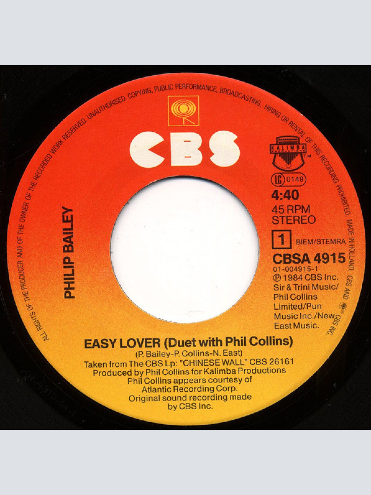 Vinyl / Philip Bailey Duet With Phil Collins - Easy Lover