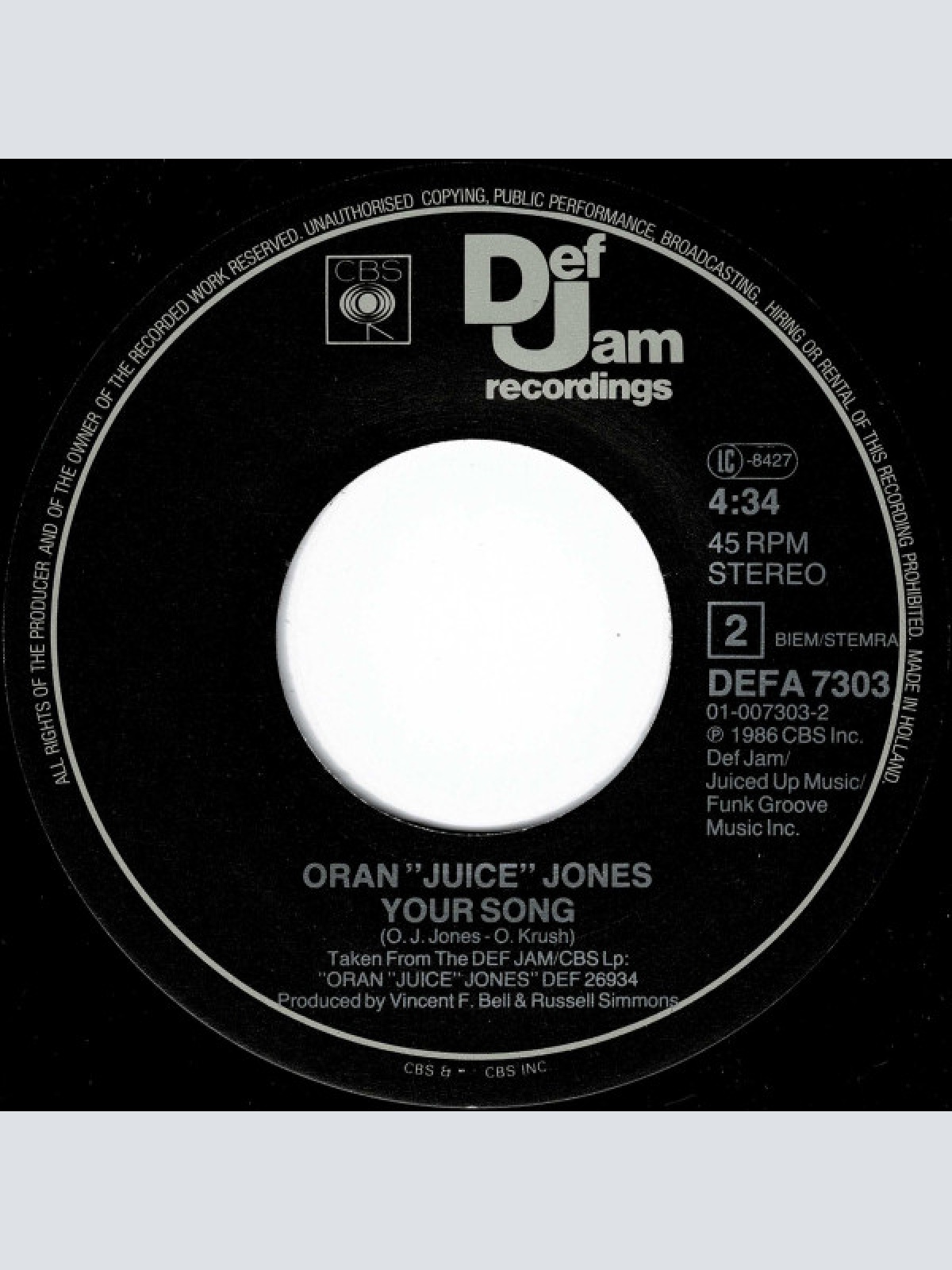 Vinyl / Oran "Juice" Jones* - The Rain