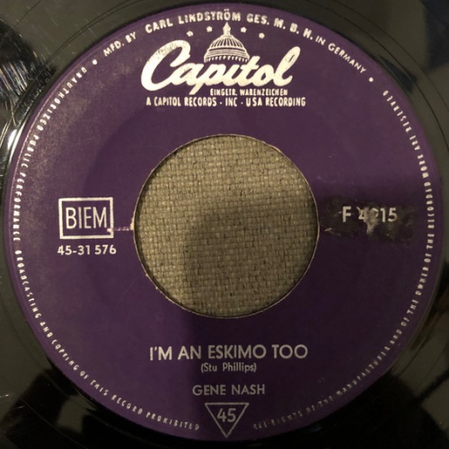 Vinyl / Gene Nash - I'm An Eskimo Too / Deutscher Teenage Rock'N Roll