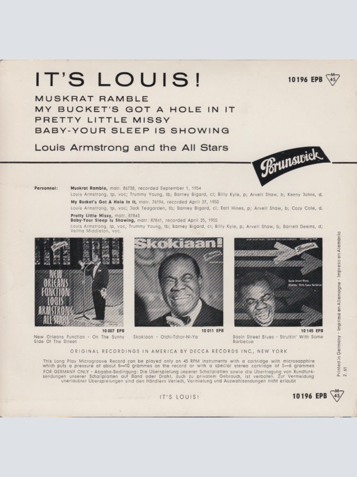 Vinyl / Louis Armstrong And The All Stars* - It's Louis !