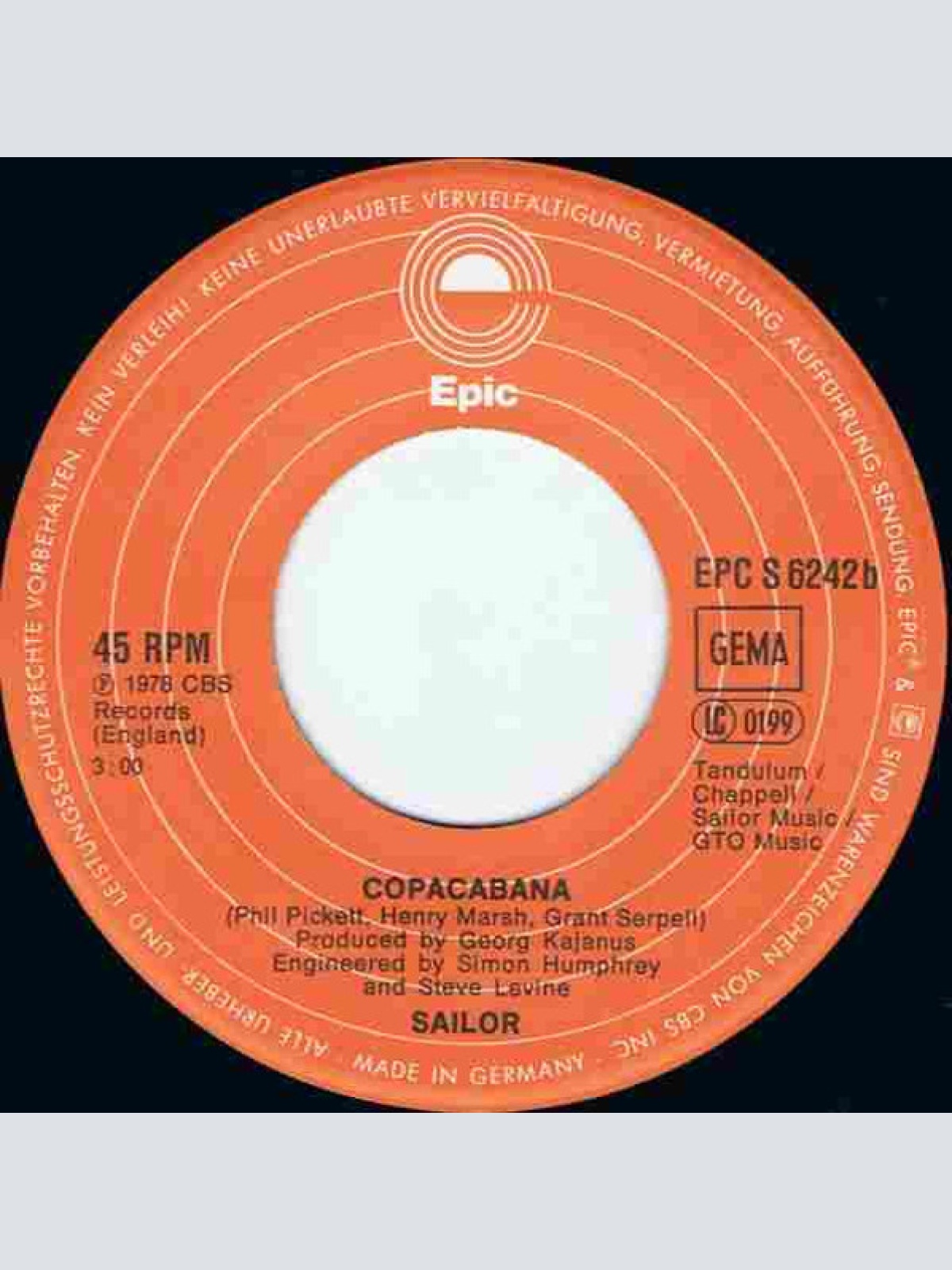 Vinyl / Sailor - All I Need Is A Girl