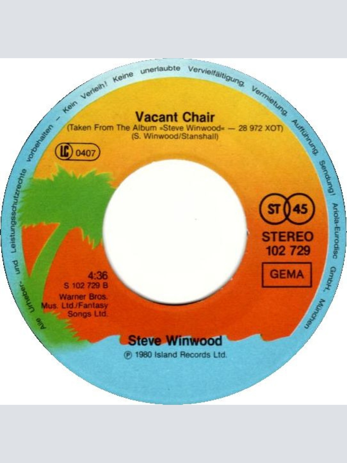 Vinyl / Steve Winwood - While You See A Chance