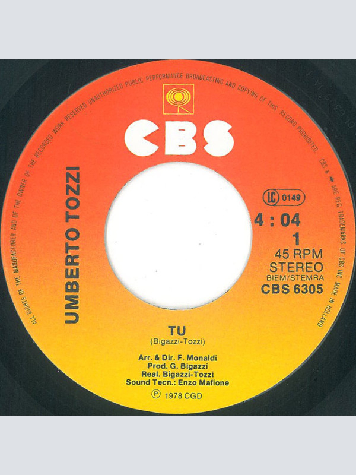 Vinyl / Umberto Tozzi - Tu