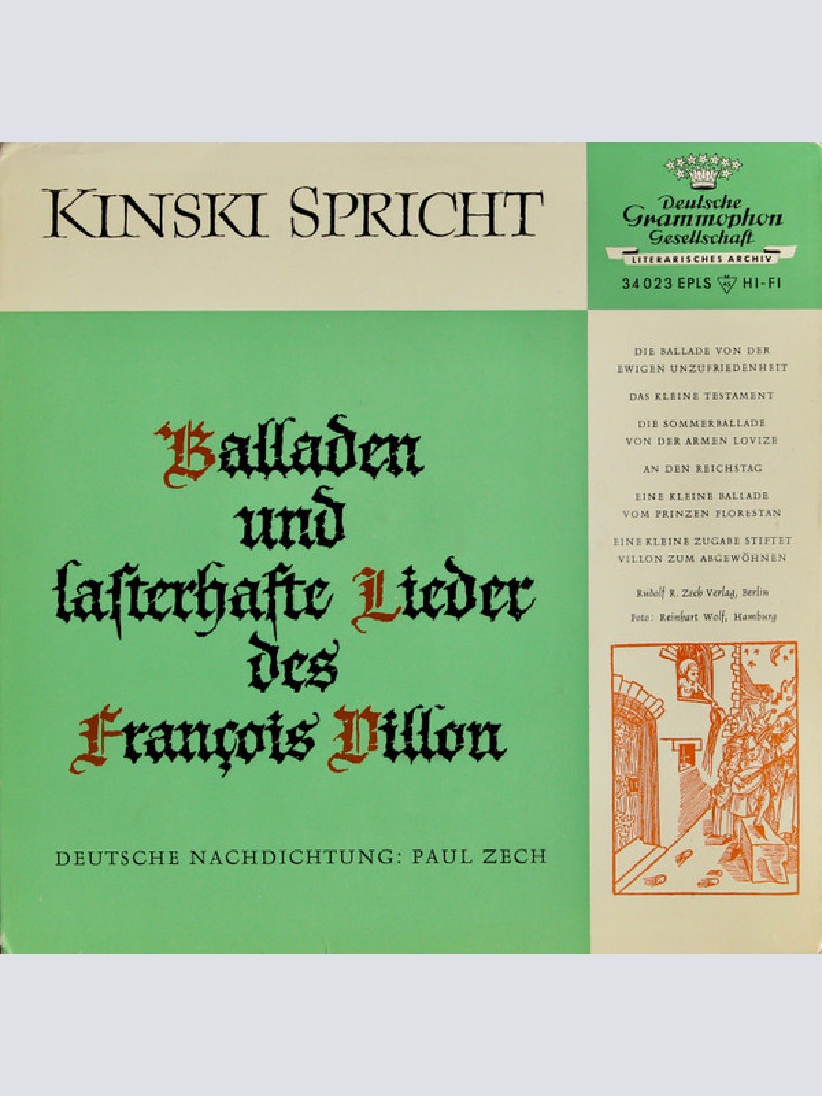 Vinyl / Klaus Kinski - Kinski Spricht Balladen Und Lasterhafte Lieder Des François Villon