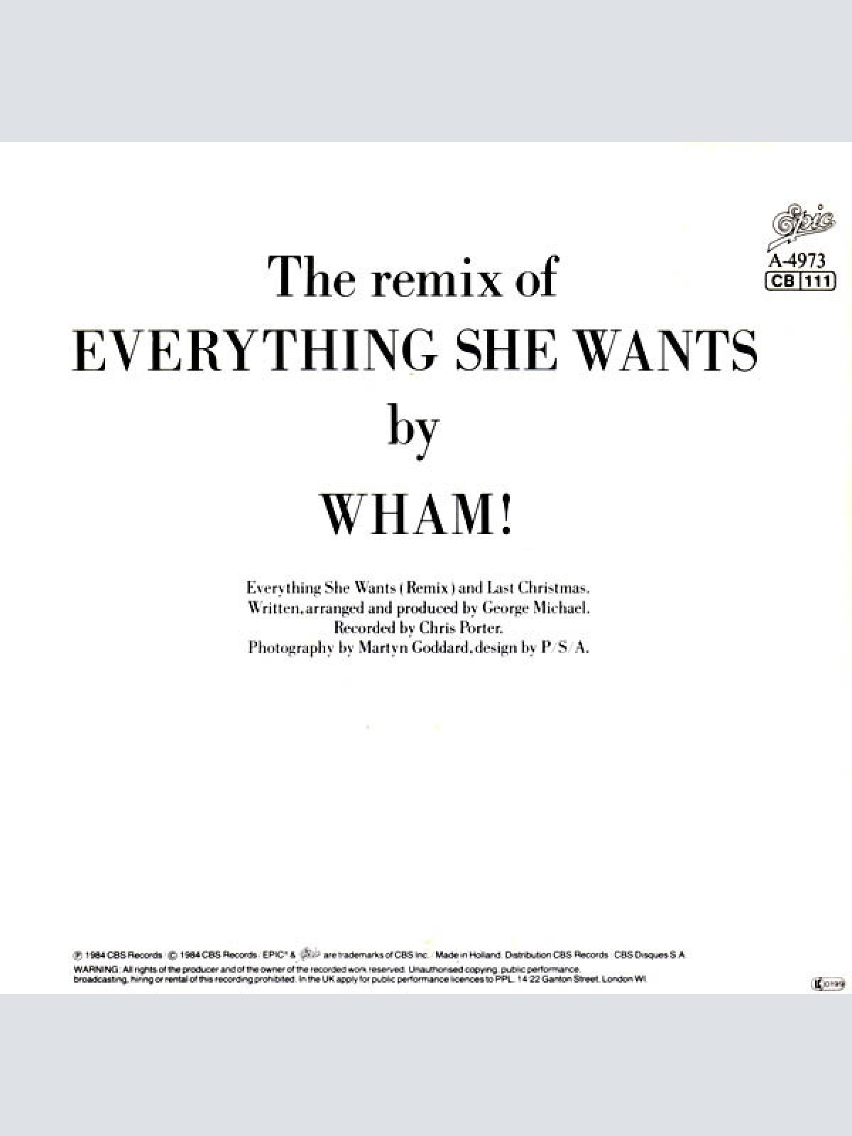 Vinyl / Wham! - Everything She Wants (Remix) / Last Christmas