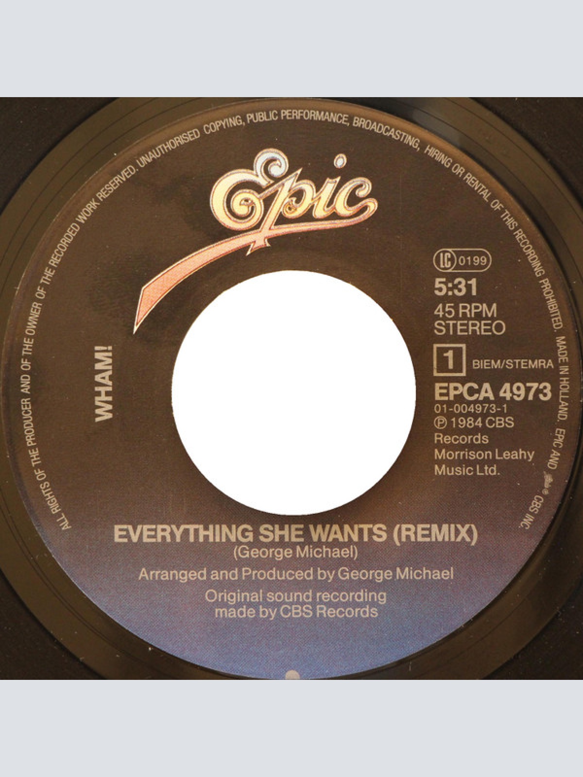 Vinyl / Wham! - Everything She Wants (Remix) / Last Christmas