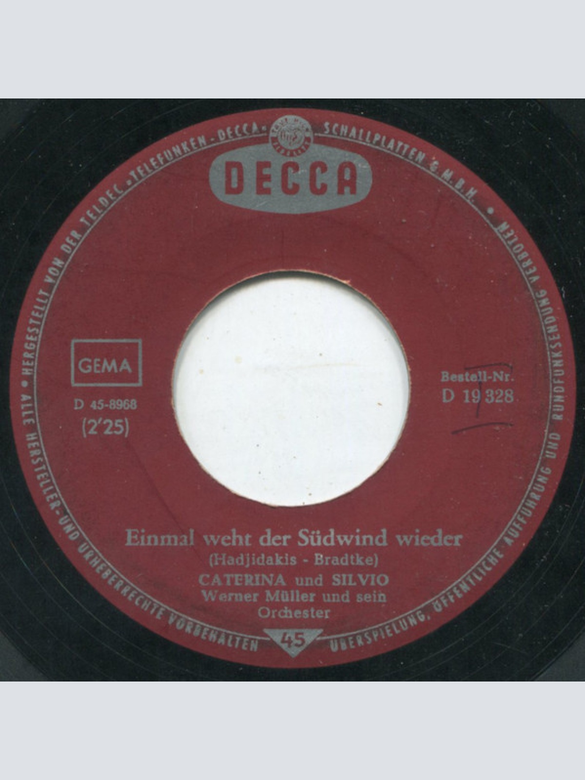 Vinyl / Caterina Und Silvio - Einmal Weht Der Südwind Wieder / Quando Quando