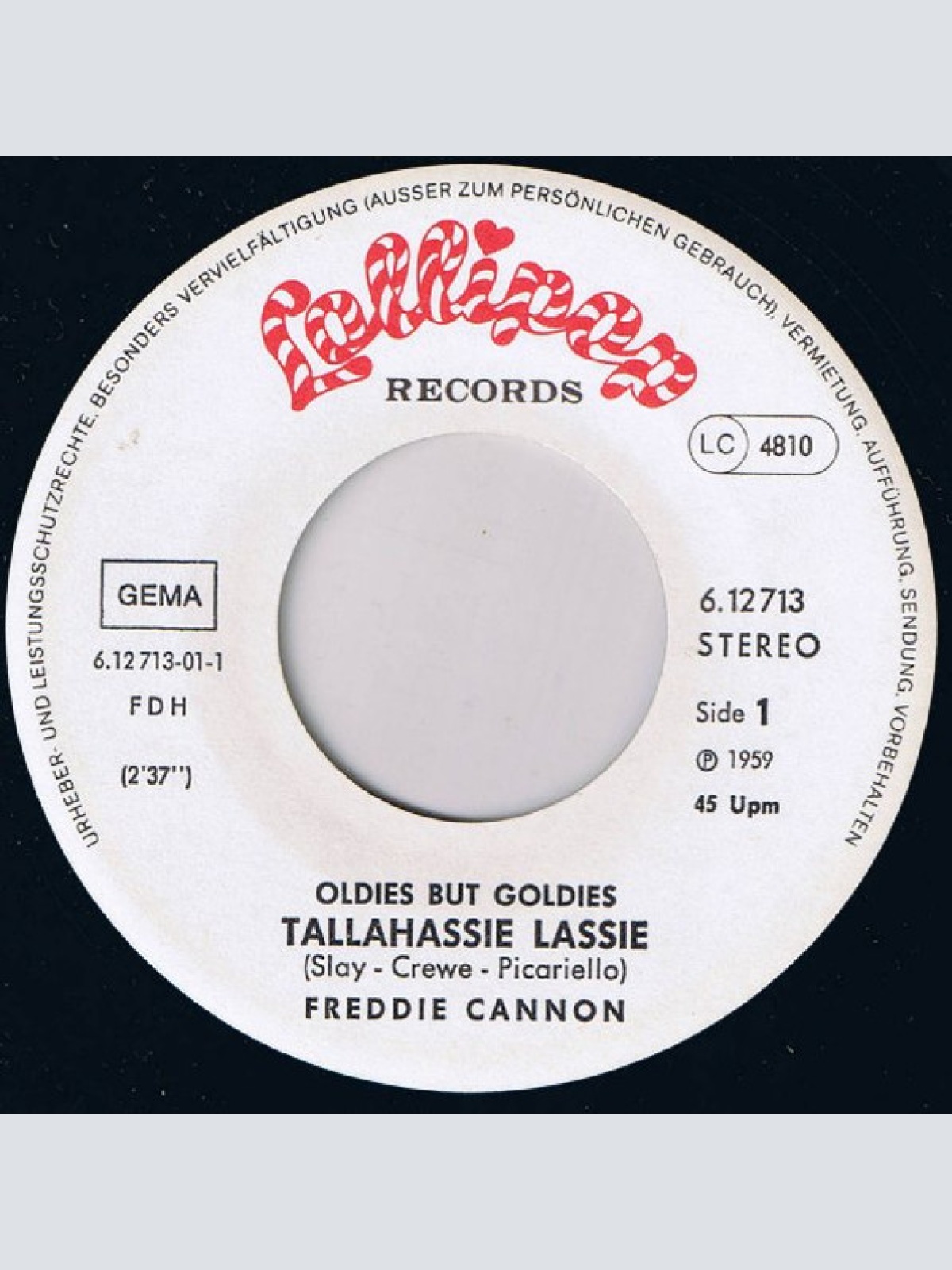 Vinyl / Freddie Cannon* - Tallahassie Lassie / Way Down Yonder In New Orleans