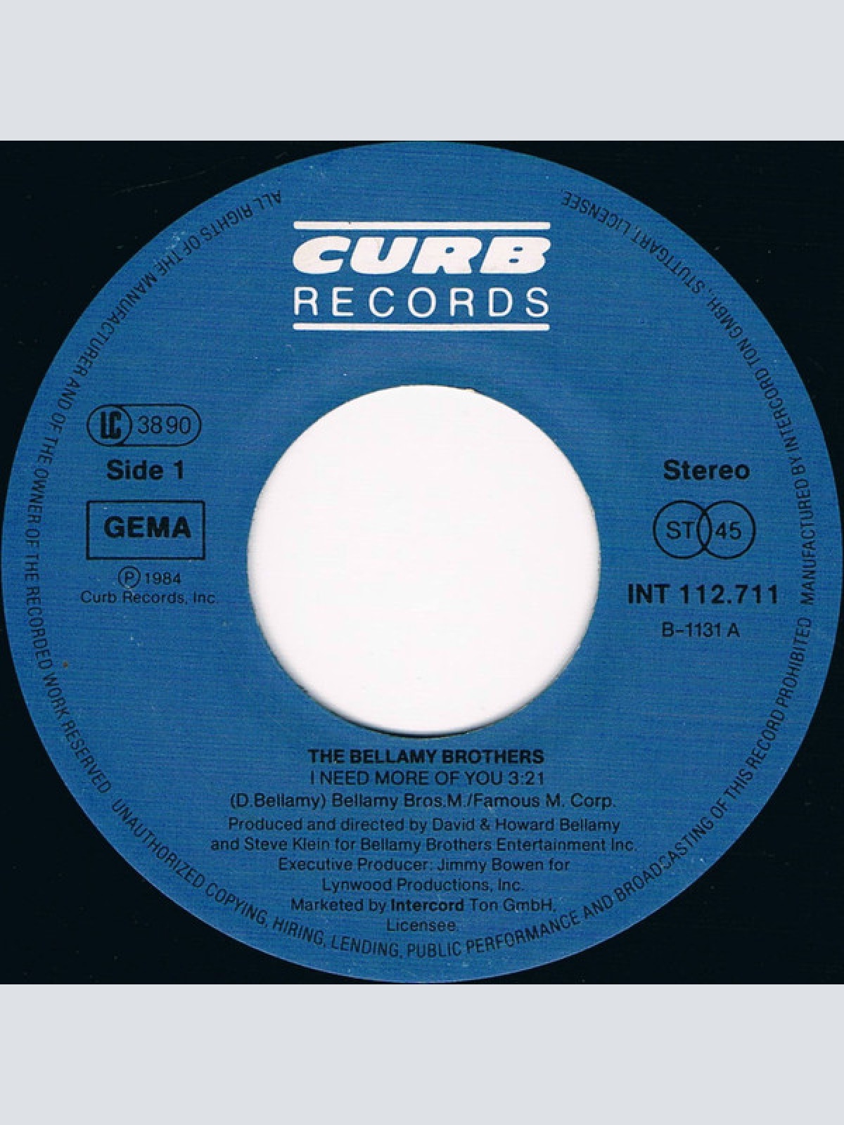 Vinyl / The Bellamy Brothers* - I Need More Of You