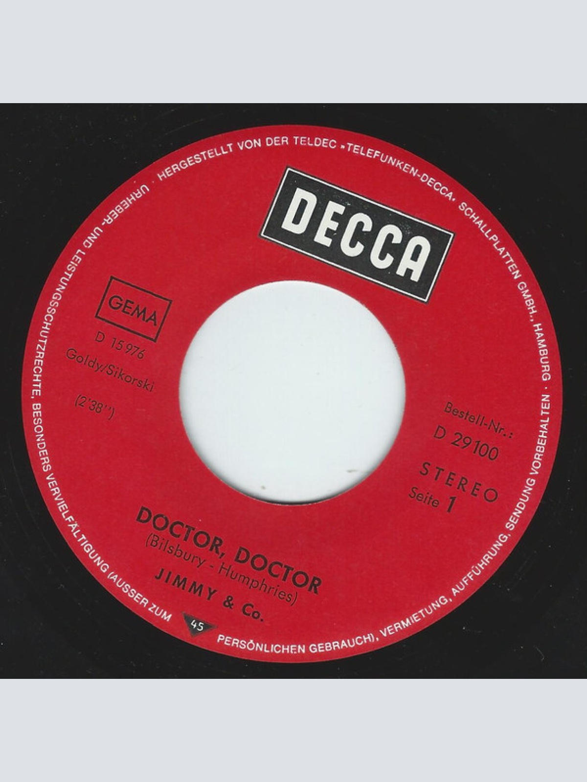 Vinyl / Jimmy & Co.* - Doctor, Doctor