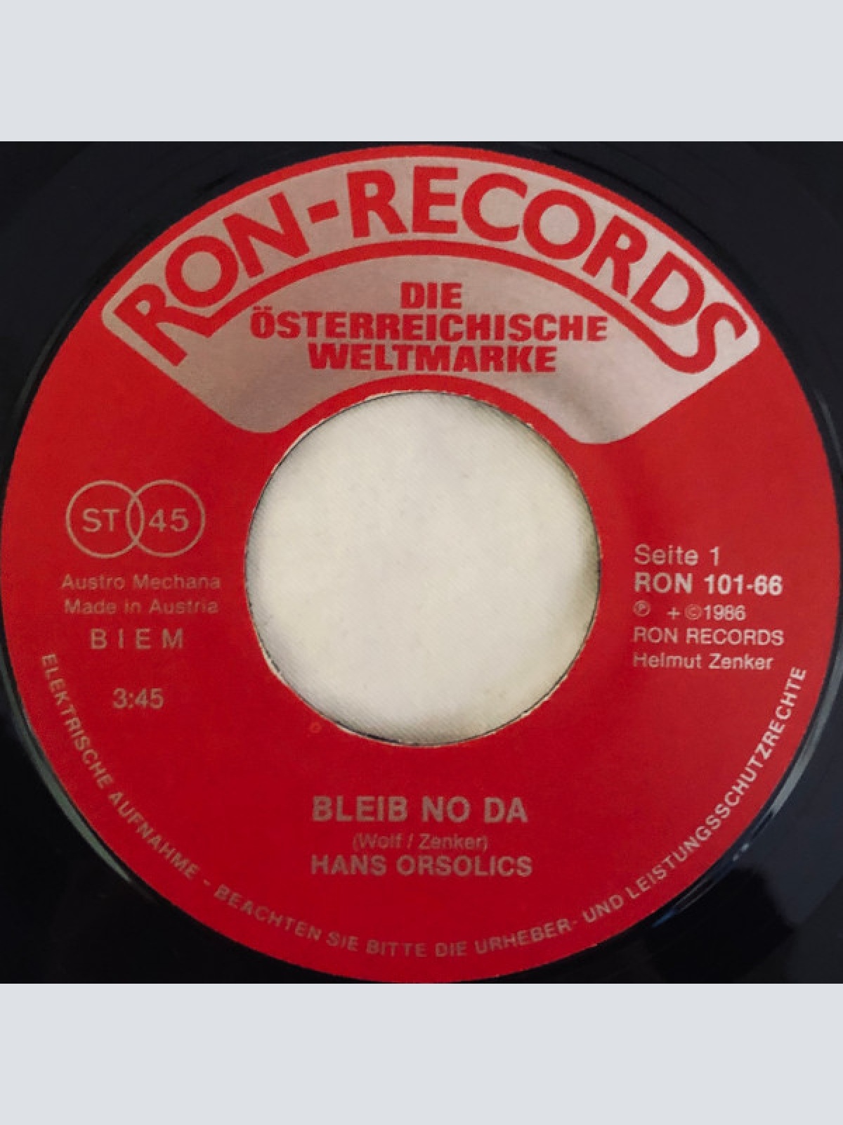 Vinyl / Hans Orsolics - Bleib No Da