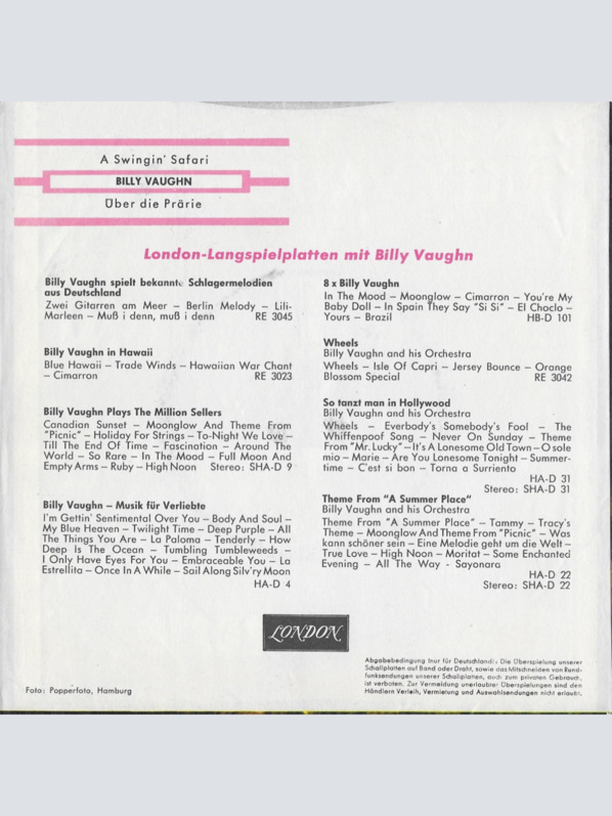 Vinyl / Billy Vaughn And His Orchestra - A Swingin' Safari