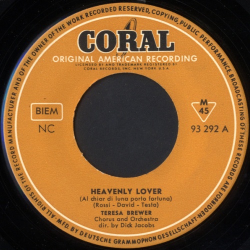 Vinyl / Teresa Brewer - Heavenly Lover / Fair Weather Sweetheart