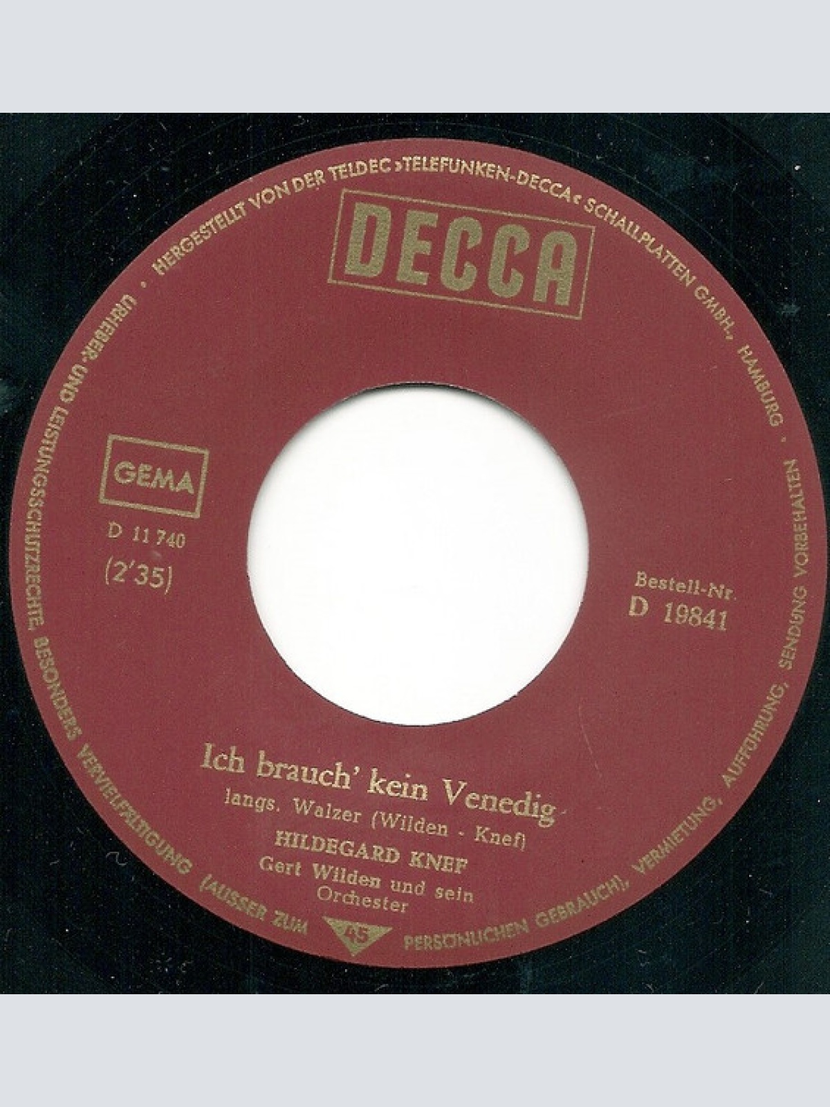 Vinyl / Hildegard Knef - Ich Brauch Kein Venedig