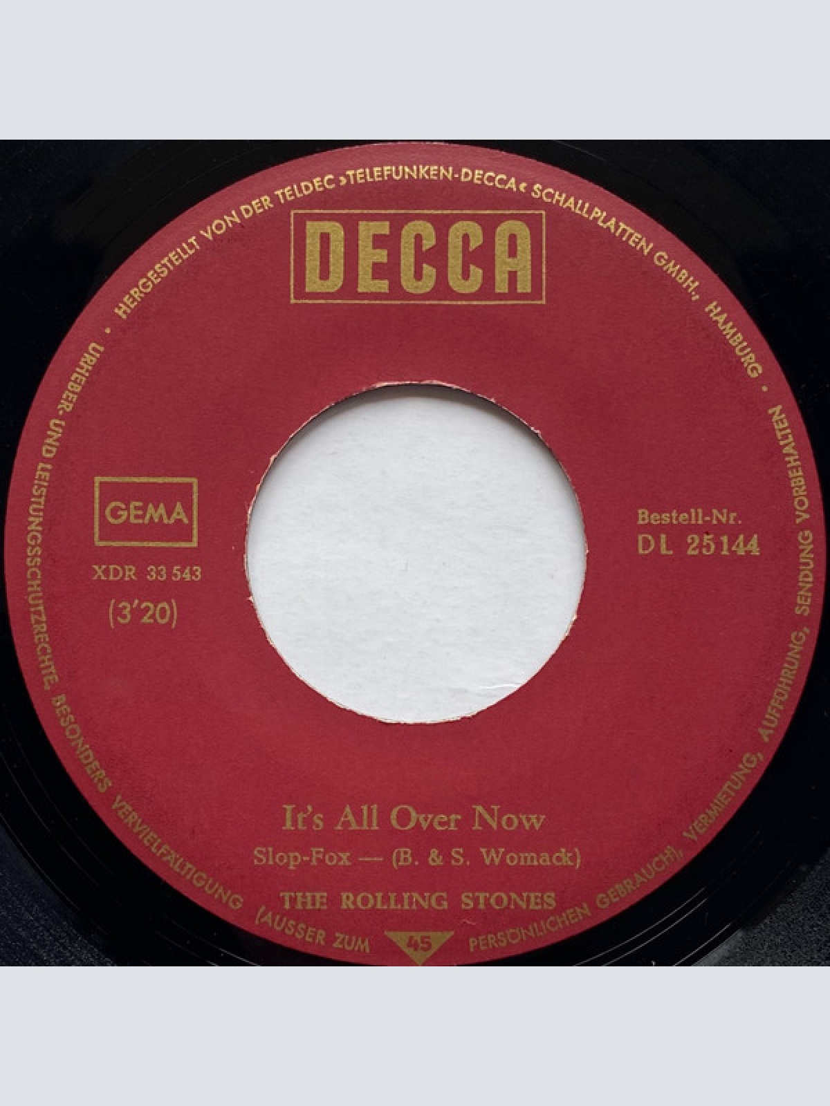 Vinyl / The Rolling Stones - It's All Over Now / Tell Me
