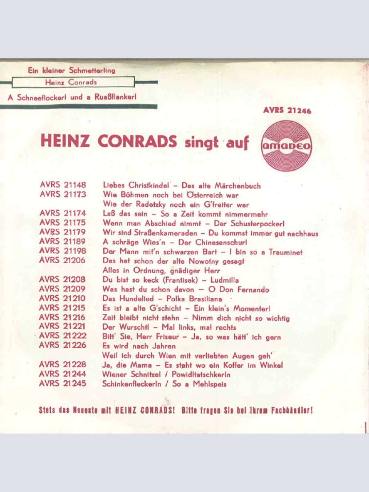 Vinyl / Heinz Conrads - Ein Kleiner Schmetterling