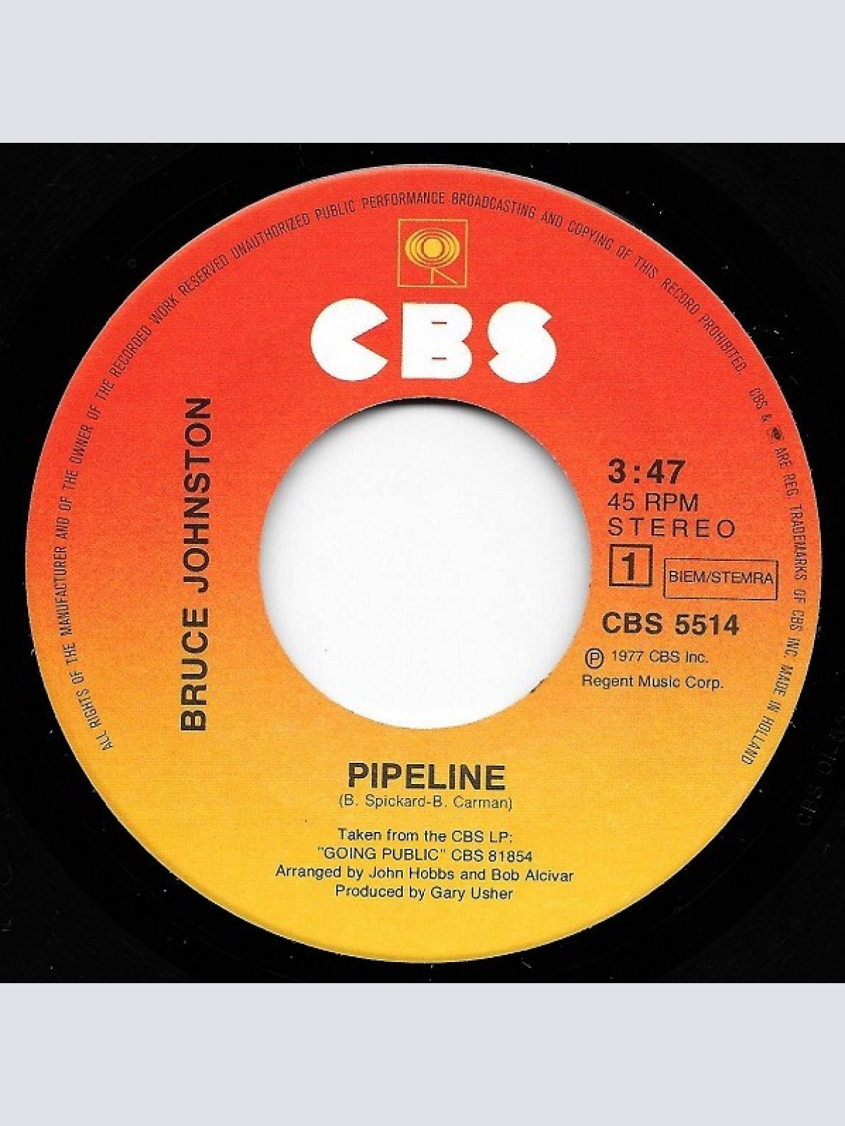 Vinyl / Bruce Johnston - Pipeline