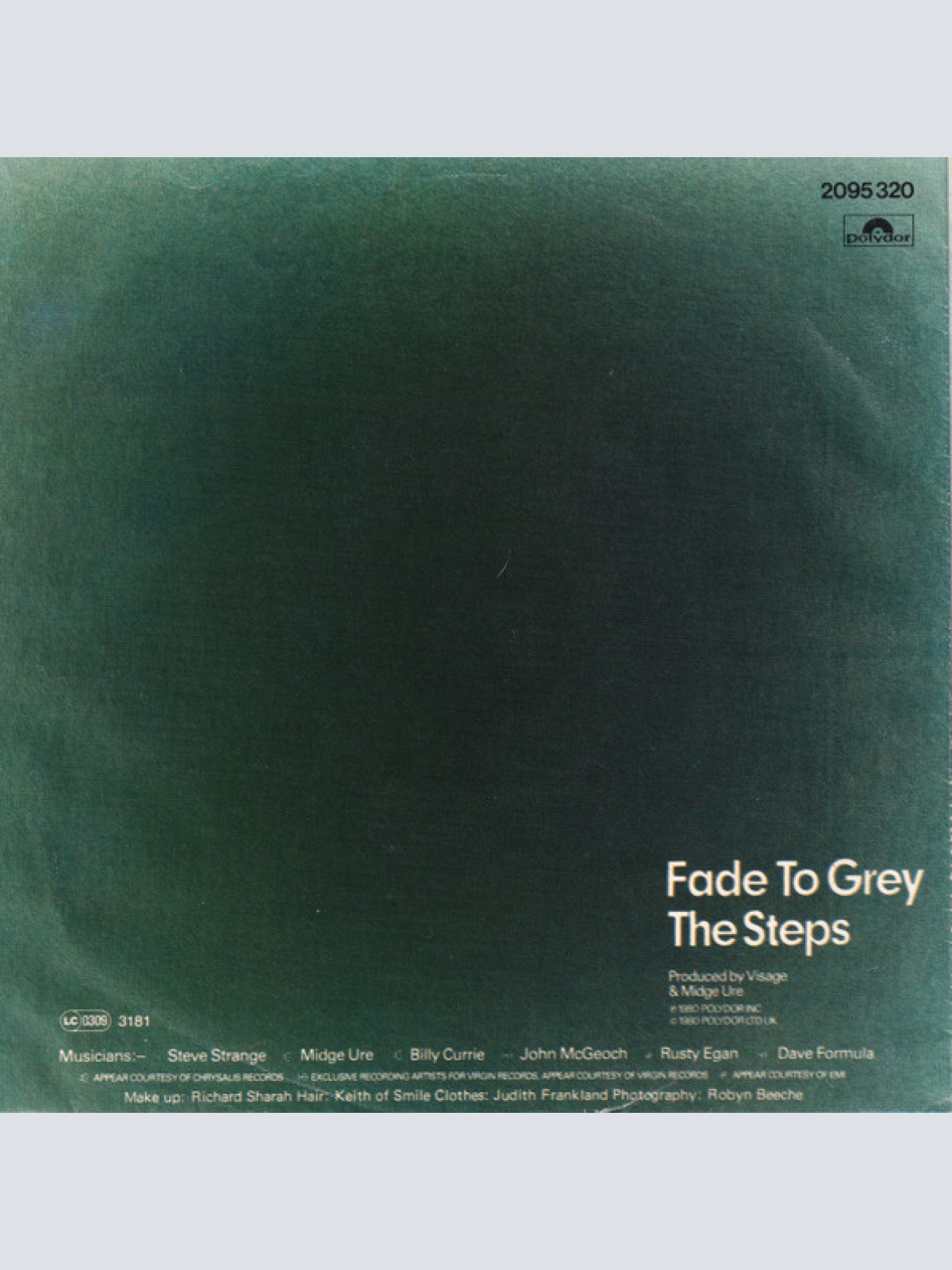 Vinyl / Visage - Fade To Grey