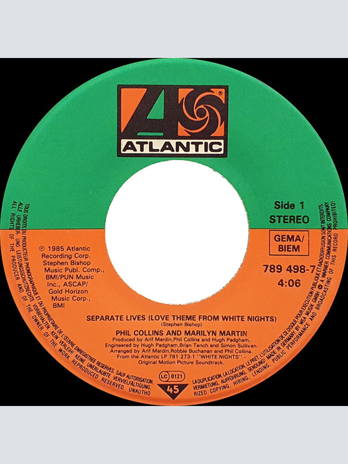 Vinyl / Phil Collins And Marilyn Martin - Separate Lives (Love Theme From White Nights)