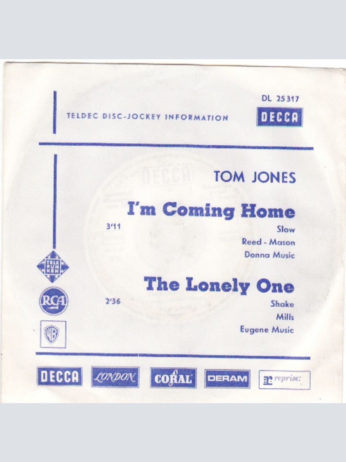 Vinyl / Tom Jones - I'm Coming Home