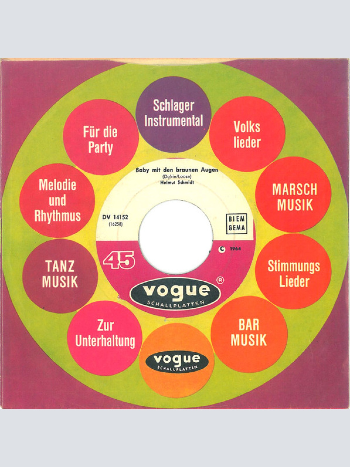 Vinyl / Helmut Schmidt (2) - Wiedersehn Ist Wunderschön / Baby Mit Den Braunen Augen