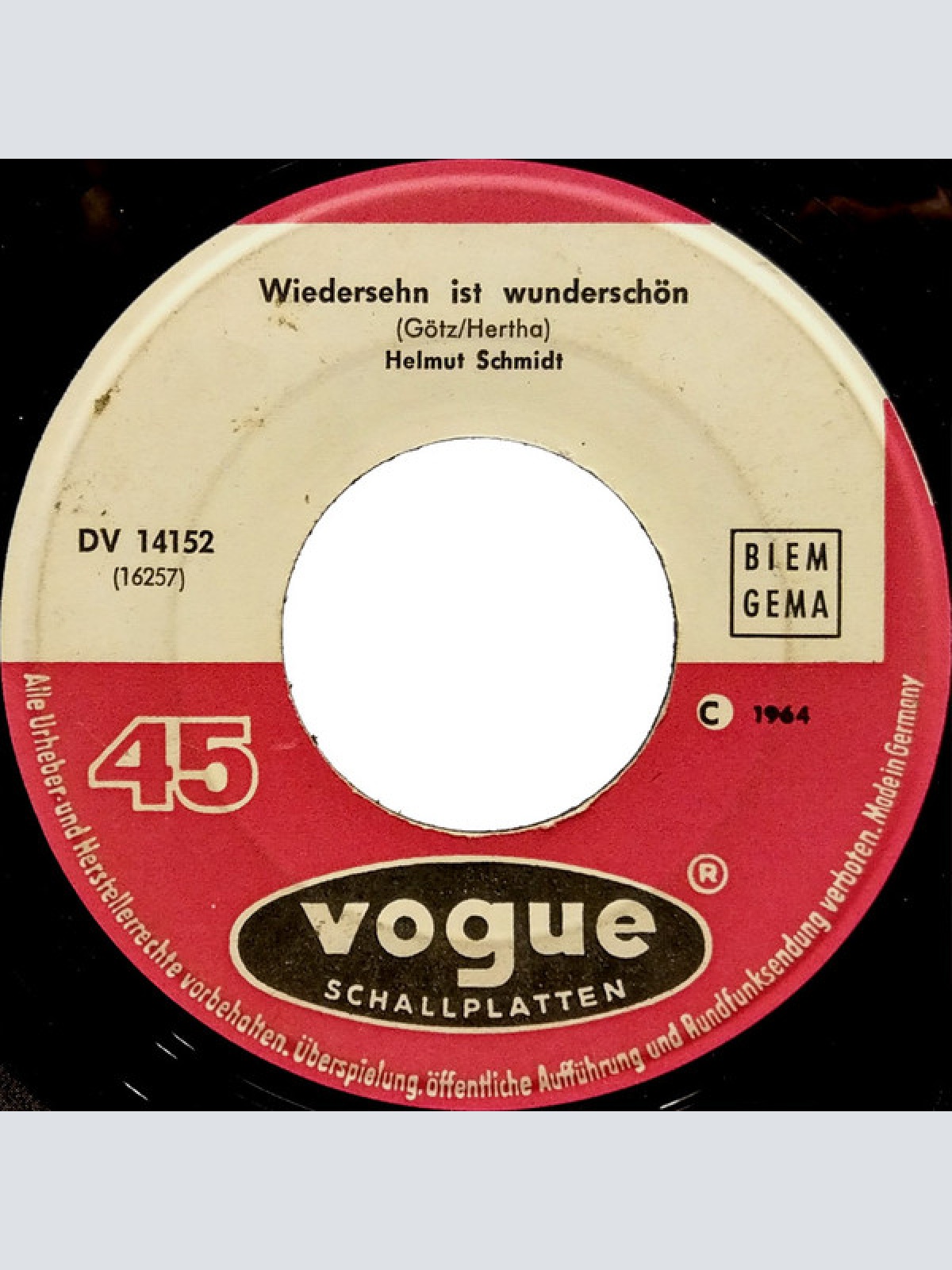 Vinyl / Helmut Schmidt (2) - Wiedersehn Ist Wunderschön / Baby Mit Den Braunen Augen