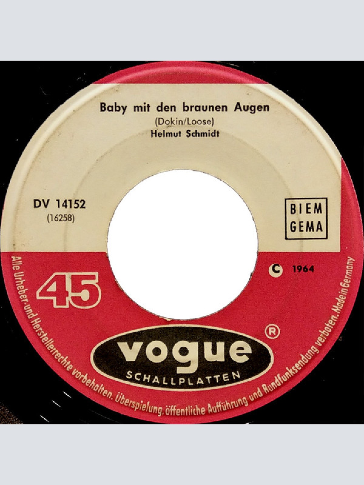 Vinyl / Helmut Schmidt (2) - Wiedersehn Ist Wunderschön / Baby Mit Den Braunen Augen