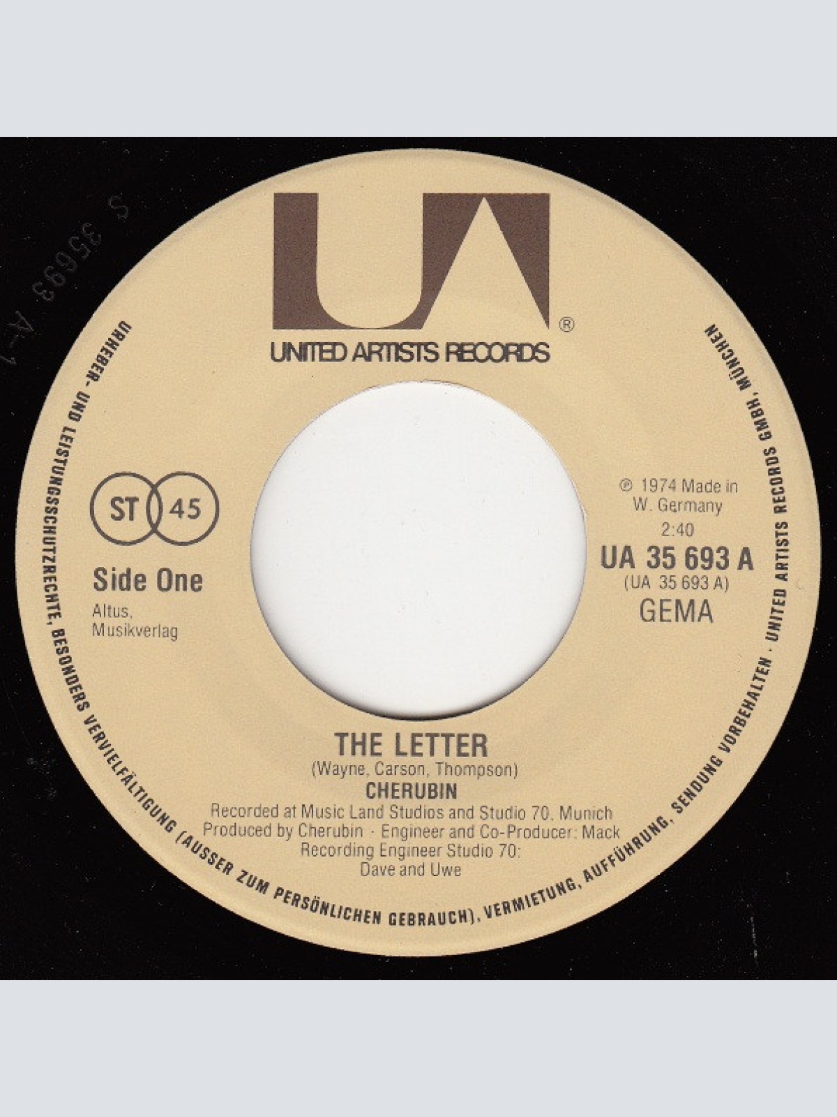 Vinyl / Cherubin - The Letter