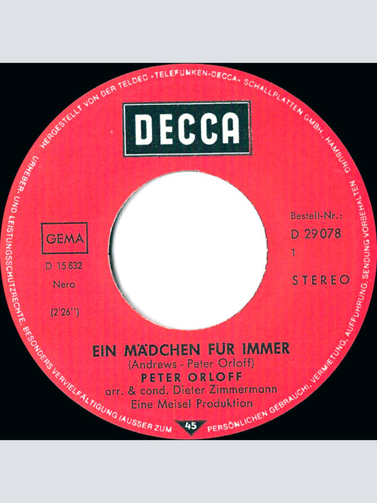 Vinyl / Peter Orloff - Ein Mädchen Für Immer