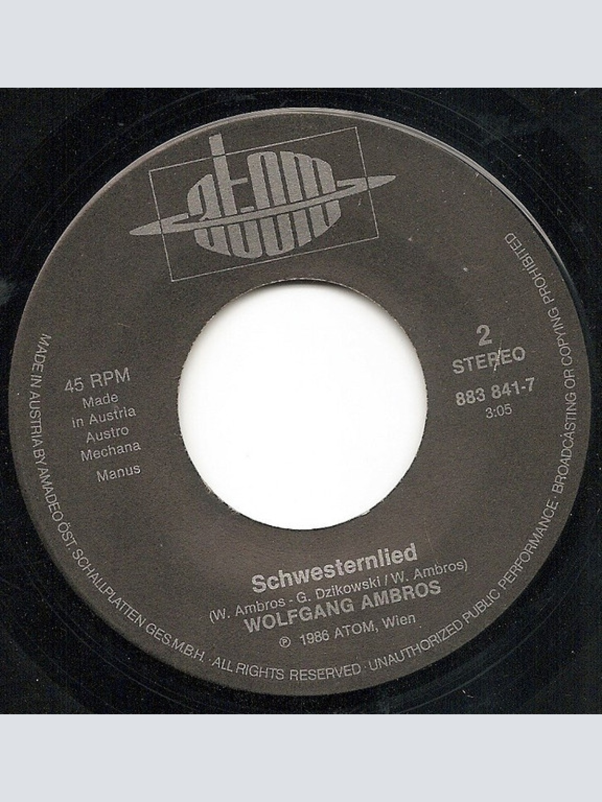 Vinyl / W. Ambros*, № 1* - Langsam Wochs' Ma Z'amm