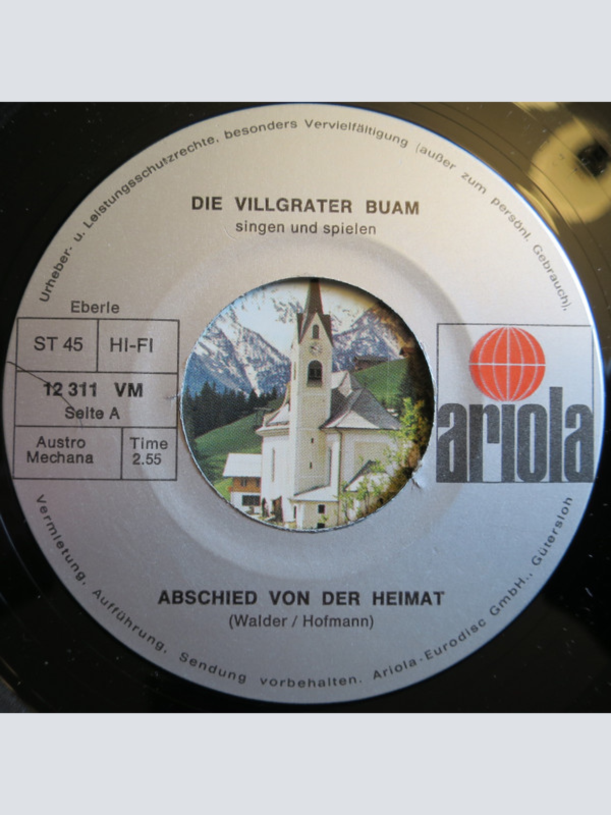 Vinyl / Die Villgrater Buam - Abschied Von Der Heimat (Villgrater-Lied)