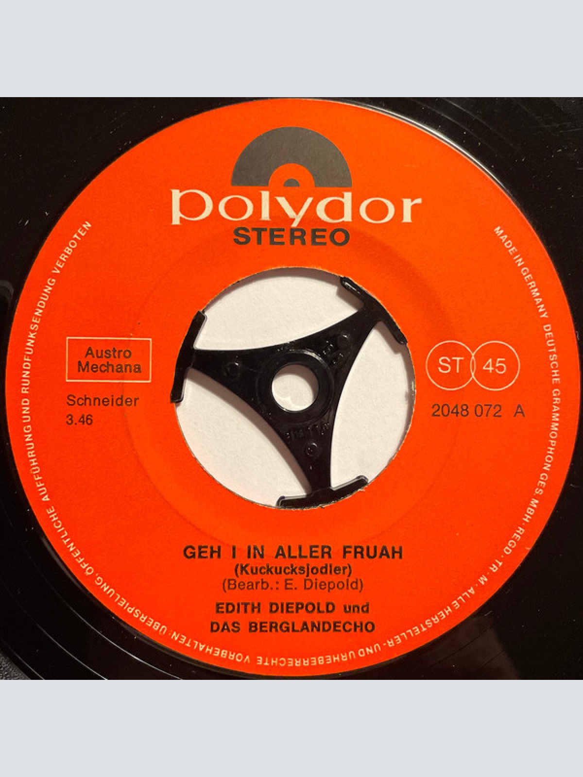 Vinyl / Das Berglandecho*, Edith Diepold - Geh I In Aller Fruah / Jodler In Den Bergen