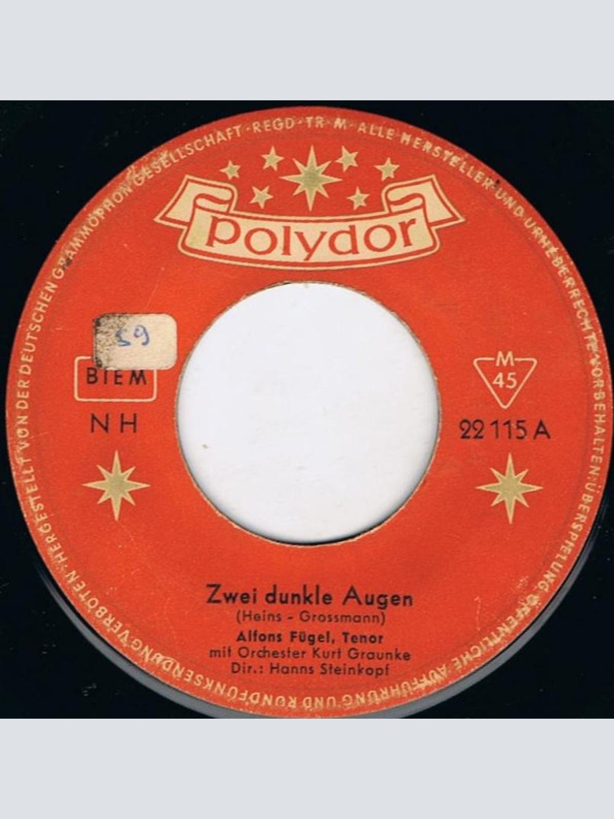 Vinyl / Alfons Fügel - Zwei Dunkle Augen / Der Rattenfänger